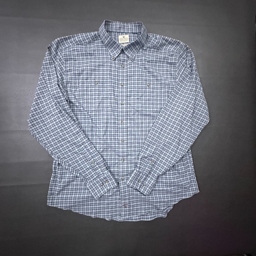 Genteal Shirt Mens 2XL Blue Performance Flannel Nylon Fleece Blend Southern